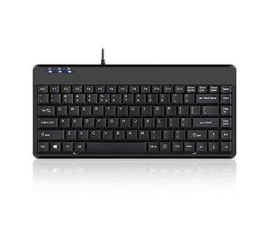 perixx Periboard-409H, Mini Keyboard with USB Port - 12.40x5.79x0.79 Inch Dimension - Piano Finish Black - Build In 2X USB2.0 Hubs - USB Interface, US English Layout