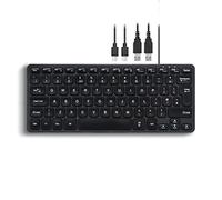 Perixx PERIBOARD-416 Wired Mini USB Keyboard with 4 Hubs - Scissor Keys - Big Print Keys - Detachable USB-A Cable - UK English