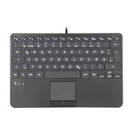 Perixx PERIBOARD-425 Wired Mini USB Keyboard with Touchpad, X Type Scissor Keys, White Backlight, 2 USB Hubs, Compact, QWERTZ Layout