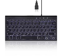 perixx PERIBOARD-429 Mini Keyboard with Backlight, Slim and Light Design; Multimedia Keys, for PC, Laptop, Black, French AZERTY Layout