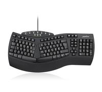 Perixx PERIBOARD-512 Ergonomic Keyboard - Shared Keyboard - USB - Recommended for Tennis Arms - QWERTZ German Layout - Black