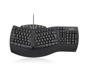 Perixx PERIBOARD-512 Ergonomic Keyboard - Shared Keyboard - USB - Recommended for Tennis Arms - QWERTZ German Layout - Black