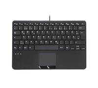 Perixx PERIBOARD-525 DE, Wired Mini USB Keyboard with Touchpad - X Type Scissors Keys - 28.4 x 18.2 x 2.8 cm - 2 x Integrated USB Hubs - German Layout