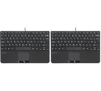 perixx PERIBOARD-525 UK Wired Mini USB Keyboard with Touchpad, X Type Scissor Keys, 2 USB Hubs, UK QWERTY Layout, Compact Design, Black (Pack of 2)