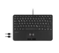 Perixx PERIBOARD-526 DE Wired Mini USB Keyboard with Trackball - X Type Scissor Keys - 11.18 x 7.17 x 1.1 Inch - 2 USB Hubs Integrated - German Layout