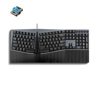 Perixx PERIBOARD-535BL [Firmware Updated] Wired Ergonomic Mechanical Keyboard - Full-Size - Low-Profile Blue Clicky Switches - Compatible with Windows and macOS
