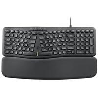 perixx PERIBOARD-536B Ergonomic Compact Wired USB Keyboard, Built-in Number Pad, Detachable Wrist Rest, Silent Typing, Black, UK QWERTY
