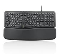 Perixx PERIBOARD-536B US, Wired Ergonomic Compact USB Keyboard - 16.34 x 5.71 x 1.61 inches Dimension - Build-in Number Pad - Detachable Wrist Rest - Silent Typing - Black