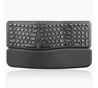 perixx PERIBOARD-636B Wireless Ergonomic Compact Keyboard - Silent Keys, 2.4GHz Technology, Built-in Number Pad, Detachable Magnetic Wrist Rest - UK QWERTY