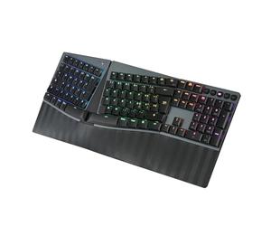 Perixx PERIBOARD-835BL Mechanical Keyboard, Ergonomic Wireless, RGB, Clicky Switch Blue Low Profile, Multi-Device (Windows/Mac), Italian Layout