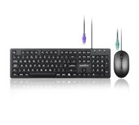 Perixx PERIDUO-117 Wired PS/2 Keyboard and Mouse Combo, Full-Size Keyboard with Optical Mouse, UK QWERTY Layout