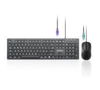 Perixx PERIDUO-117P PS/2 Keyboard and Mouse Set, Italian QWERTY Layout, 3 Keys Optical Mouse, 1.8 m Cable, Black