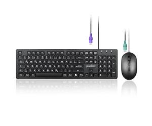 Perixx PERIDUO-117P, Wired Standard PS2 Keyboard Mouse Set - German QWERTZ Layout - Set with 3-Button Optical PS2 Mouse - 1.8 m Cable - Black
