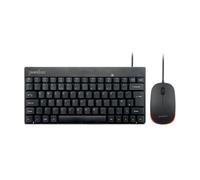 Perixx PERIDUO-212 Wired Mini Keyboard and Mouse Combo with 12 Multimedia Keys, Black, UK Layout
