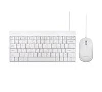 Perixx PERIDUO-212W, Wired Mini Keyboard and Mouse Set, USB Connection, White