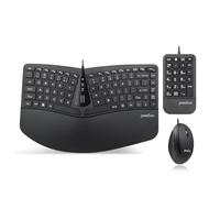 Perixx PERIDUO-406A, 3-in-1 Wired Compact Ergonomic Keyboard with Vertical Mouse and Numeric Keypad - Adjustable Palm Rest - Tilt Wheel - Membrane Low Profile Keys - US English Layout