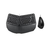 Perixx PERIDUO-413B US, Wired USB Ergonomic Compact Split Keyboard and Vertical Mouse - Bundle with a 6-Button Ergonomic Vertical Mouse - Black - US English