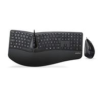 Perixx PERIDUO-505 Ergonomic USB Wired Keyboard and Mouse Combo for Windows - Vertical Tilting Scroll Wheel Mouse, Adjustable Wrist Rest, AZERTY