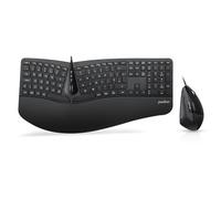 Perixx Periduo-505, Wired Ergonomic Split Keyboard and Vertical Mouse Combo with Adjustable Palm Rest and Membrane Low Profile Keys, UK Layout