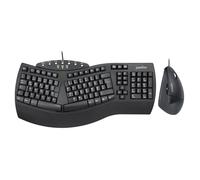 Perixx PERIDUO-512B Ergonomic Keyboard and Mouse Set - Vertical Design Mouse, Wired, USB, Black - Comfortable QWERTZ Layout