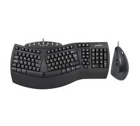 Perixx PERIDUO-512B, Wired Ergonomic Keyboard and Vertical Mouse Combo - USB - Black - UK QWERTY