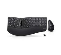 perixx Periduo-605, Wireless Ergonomic Split Keyboard and Vertical Mouse Combo, Adjustable Palm Rest and Membrane Low Profile Keys, Black, US English Layout (11633)