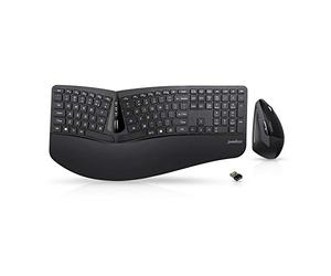 perixx Periduo-605, Wireless Ergonomic Split Keyboard and Vertical Mouse Combo, Adjustable Palm Rest and Membrane Low Profile Keys, Black, US English Layout (11633)