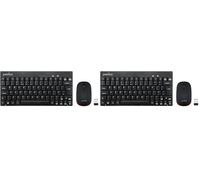 perixx PERIDUO-712 Wireless Mini Keyboard and Mouse Combo - AES 128 Bit - Black - UK Layout (Pack of 2)