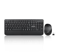 Perixx PERIDUO-714 Wireless Standard Full Format Keyboard with Numeric Pad and Mouse Desktop Set, 2.4 GHz Wireless Connection, Black, DE QWERTZ
