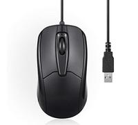 Perixx PERIMICE-209U Wired USB Mouse with Scroll Wheel for Left or Right-hand Use, for Computers and Laptops, Black