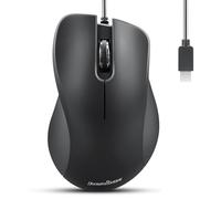 Perixx PERIMICE-221C Ergonomic USB-C Wired Mouse - Optical with 1200 dpi - 1.5 Meter Cable - Black