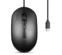 Perixx PERIMICE-222C USB Type C Wired Optical Mouse, 5.9 Ft Cable, Adjustable 1200/1600/2000 DPI, Silent Click, Ambidextrous, Black