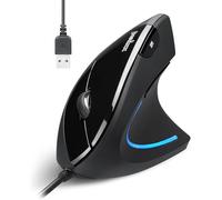 Perixx PERIMICE-513 Wired Ergonomic Vertical Mouse - 1000/1600 DPI - Right Handed - Recommended with RSI User