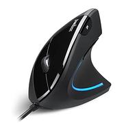 Perixx PERIMICE-513 Wired Ergonomic Vertical Mouse - 6 Buttons with 1000/1600 DPI - Right-Handed Design - Wired USB 5.9ft Cable - Black