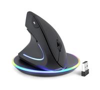 Perixx PERIMICE-713LRX - Wireless Rechargeable Vertical Mouse for Left Handed Users Dual Charging Wired and Wireless Includes Wireless Charging Station