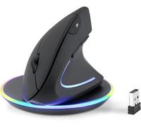 perixx PERIMICE-713RX Wireless Rechargeable Vertical Mouse, Dual Charging, 6 Bu