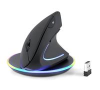 perixx PERIMICE-713RX Wireless Rechargeable Vertical Mouse, Duo Wired and Wireless Charging, 6 Buttons, Right-Handed, Black