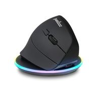 Perixx PERIMICE-715RX Wireless Rechargeable Vertical Mouse - Dual Charging Function (Cable & Wireless) - Wireless Charger Included - For Right-Handed Users - Black