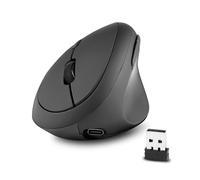 perixx PERIMICE-719R Wireless Rechargeable Ergonomic Mouse - Duo Wired and Wireless Charging Feature - Black
