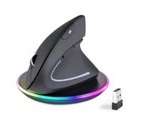 Perixx PERIMICE-813RX Wireless Ergonomic Vertical Mouse, Multi-Device Connectivity, Rechargeable with Charging Pad, Adjustable DPI 1000/1600/2400/3200, Black