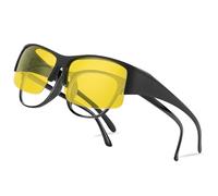 Perkanion Fit Over Night Driving Glaases Anti Glare Polarised Night Vision Goggles for Men Women Driving Yellow Night Vision Glasses