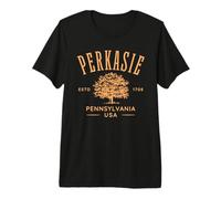 Perkasie Pennsylvania USA Vintage Tree Design Souvenir Premium T-Shirt