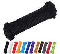 PerkHomy 90 ft 1/4 inch (7mm) Polyester Rope (Nylon - Like Durability) Poly Flag Pole Clothes Line Camping Utility Good for Tie Pull Swing Climb Knot (Black)