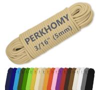 PerkHomy Cotton Rope 3/16" (5mm) 100 ft Multi Purpose Utility Diamond Braided Cord, Natural Cotton for Clothes Line Camping Crafting Flag Pole, Khaki
