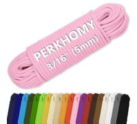 PerkHomy Cotton Rope 3/16" (5mm) 100 ft Multi Purpose Utility Diamond Braided Cord, Natural Cotton for Clothes Line Camping Crafting Flag Pole, Pink