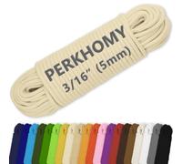PerkHomy Cotton Rope 3/16" (5mm) 100 ft Multi Purpose Utility Diamond Braided Cord, Natural Cotton for Clothes Line Camping Crafting Flag Pole, Light Yellow