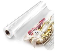 PerkHomy Folio Clear Cellophane Wrap Roll 32" x 100' Folded 3 Mil Thick Cellophane For Gift Basket Treats Goodie Wrapping Craft Flower Bouquet Plastic