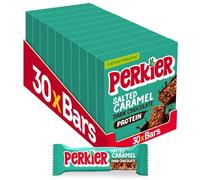 Perkier Salted Caramel & Dark Chocolate Bars (30 Bars), Vegan, Gluten Free, Protein, Lower Sugar, Office Snacks, Healthy Snacks for Adults, Low Calorie, Halal, Breakfast Bar, High Fibre, Gut Health