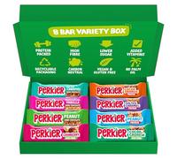 Perkier Variety Box (8 Bars), Vegan, Gluten Free, Protein, Lower Sugar, Healthy Snacks for Adults, Low Calorie, Halal, Breakfast Bar, High Fibre, Nut, Cereal, Gut Health, Multipack, Plant Based