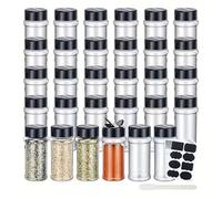 Perkin Spice Jars, Clear Plastic, 5oz/150ml, Dual-Opening Lid, with Chalkboard Labels and Pen, 16 Pack